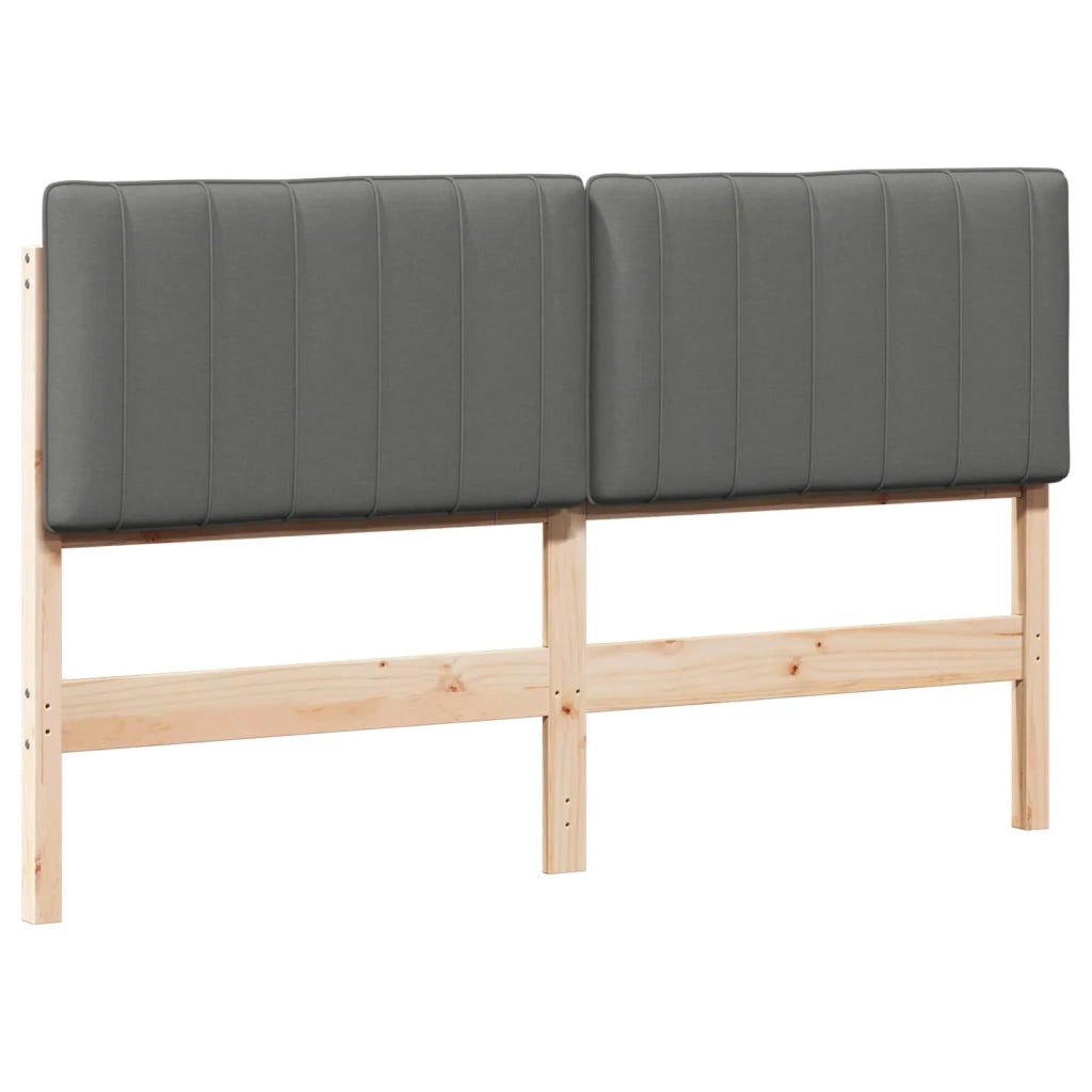Testiera imbottita Marrone e Grigio Chiaro 160 cm Pino massello
