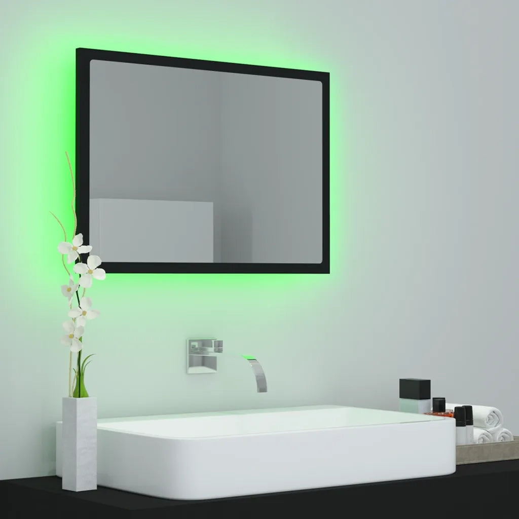 Specchio da Bagno a LED Nero 60x8,5x37 cm in Acrilico 804917