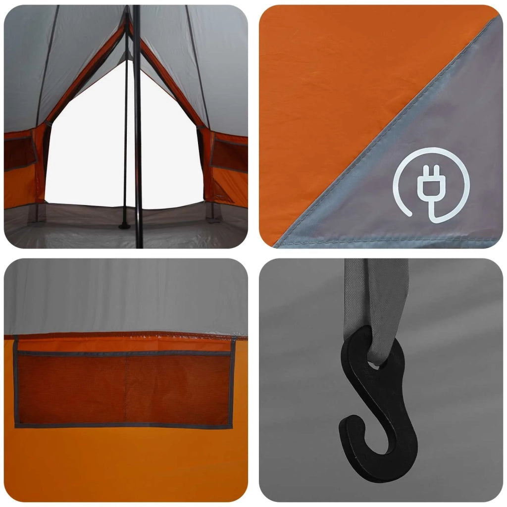 Tenda Tipi Grigio e arancione 250 x 250 cm Poliestere e Acciaio 42028721