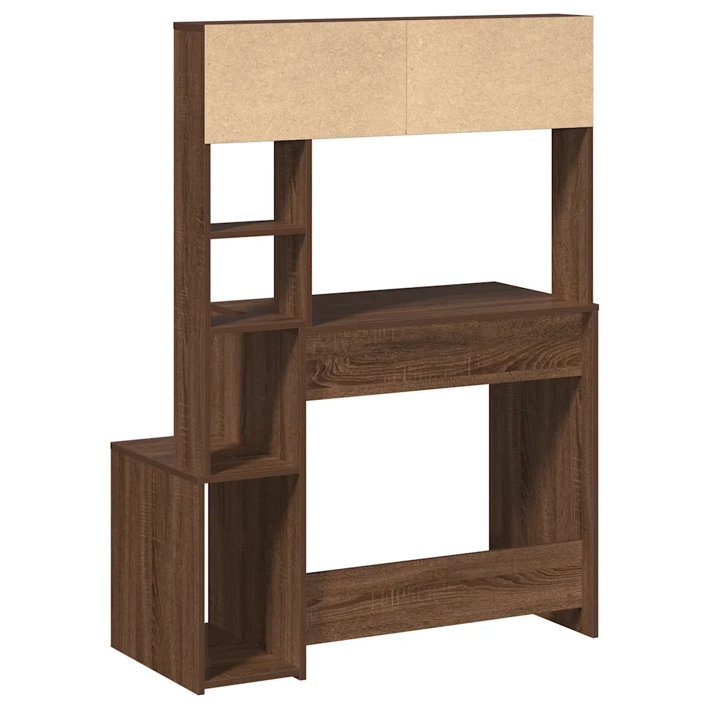 Scrivania Mensole Rovere Marrone 100x45x140cm Legno Multistrato 860442