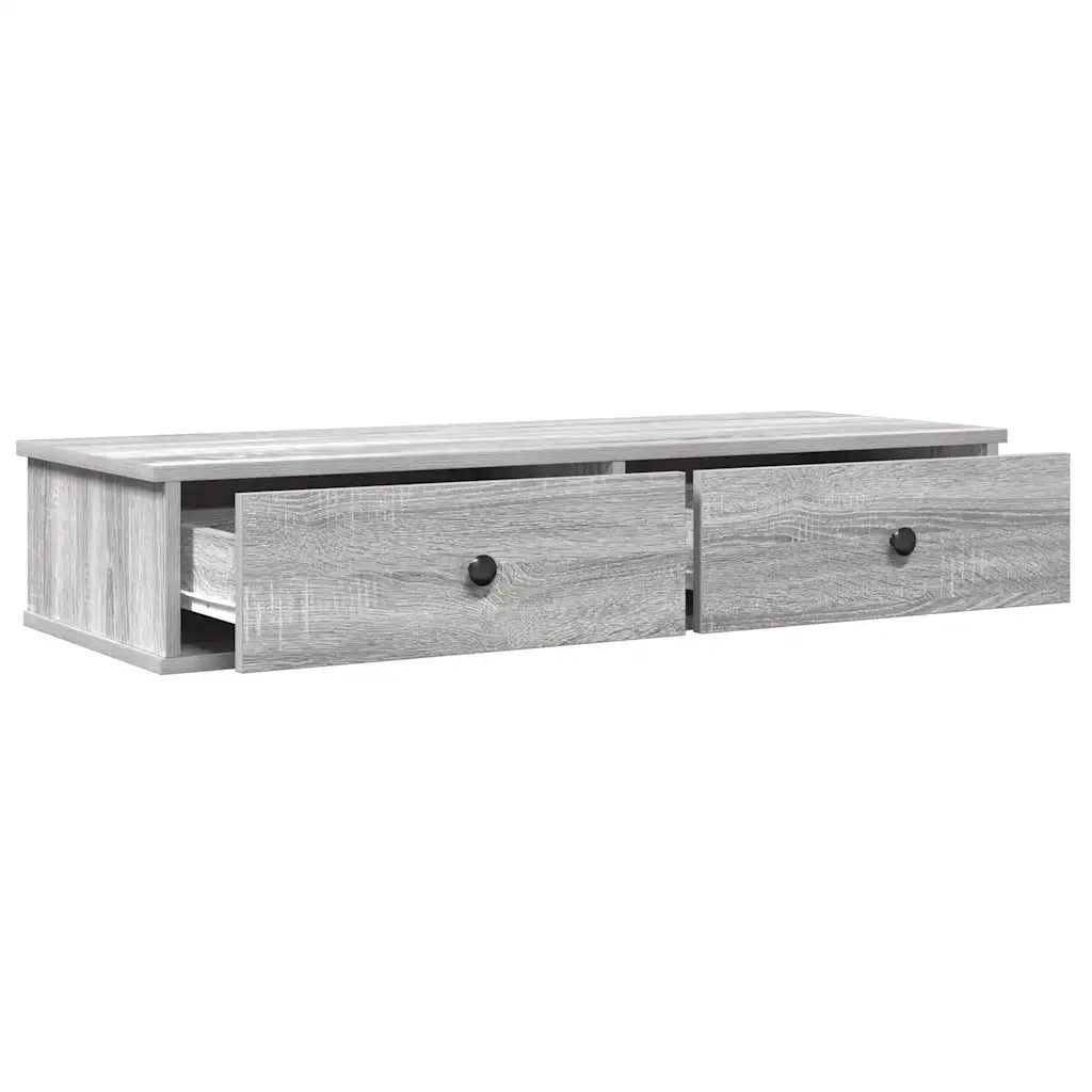 Scaffale a Parete con Cassetti Grigio 100x37,5x19 cm Truciolato 859964