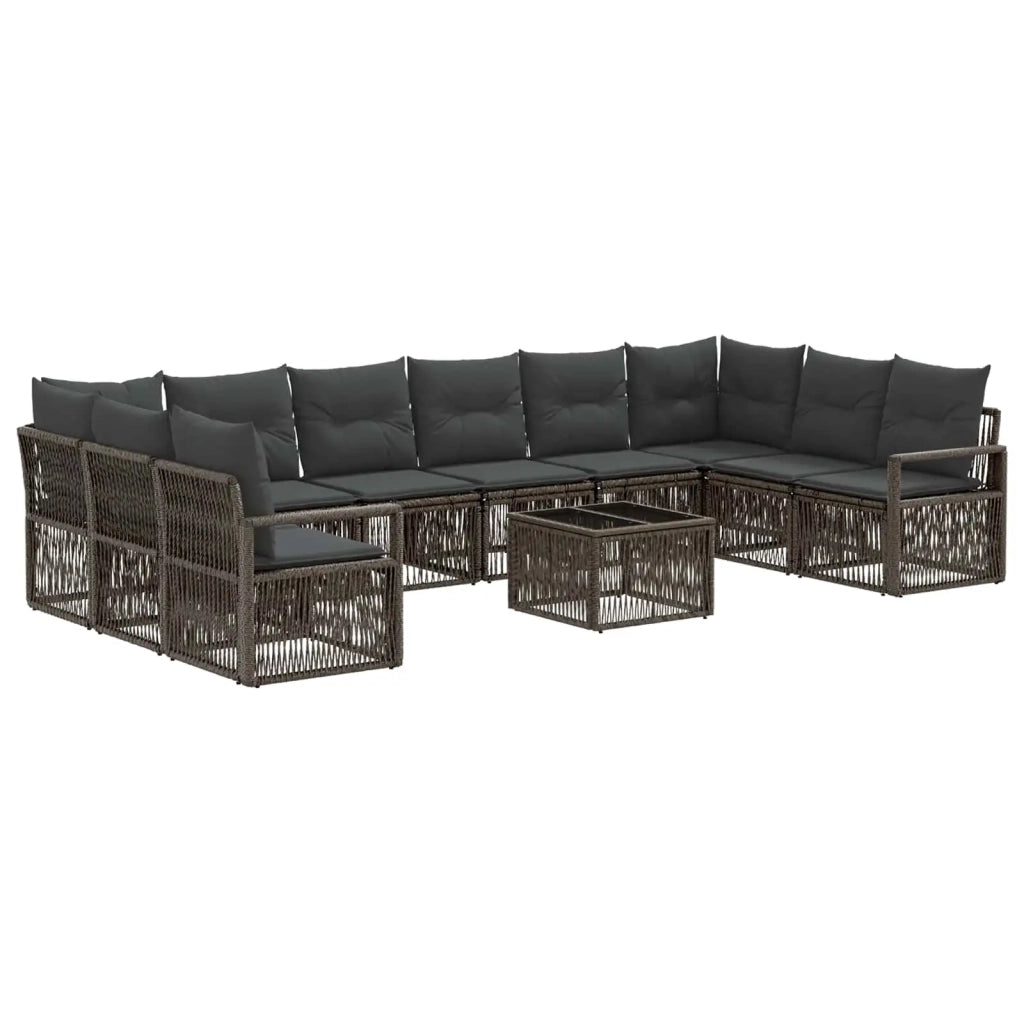 Set Divano da Giardino 11 pcs Grigio polyrattan 3435824