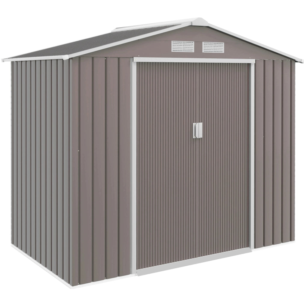 Casetta da giardino in acciaio con doppia porta scorrevole e ventilazione; 213x130x185 cm; grigio