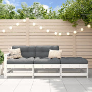 Salotto da Giardino-Set Divani da Giardino 3pz con Cuscini in Legno Massello Bianco