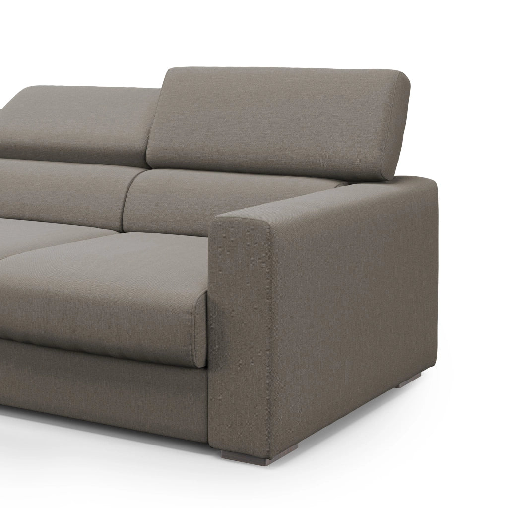 Dylan Divano a 3 sedute con estraibile a cassettone in tessuto simil cotone impermeabile T13 240 cm tortora