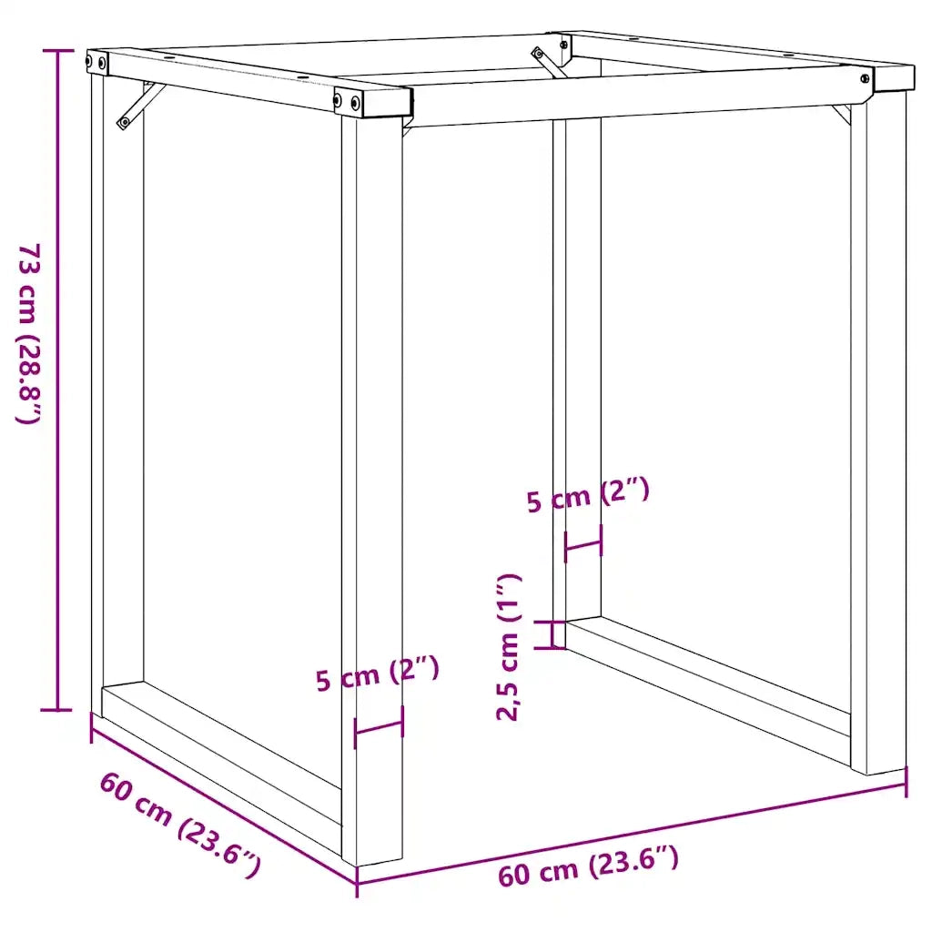 Telaio Gambe a O per Tavolo da Pranzo 60x60x73 cm in Acciaio 357883