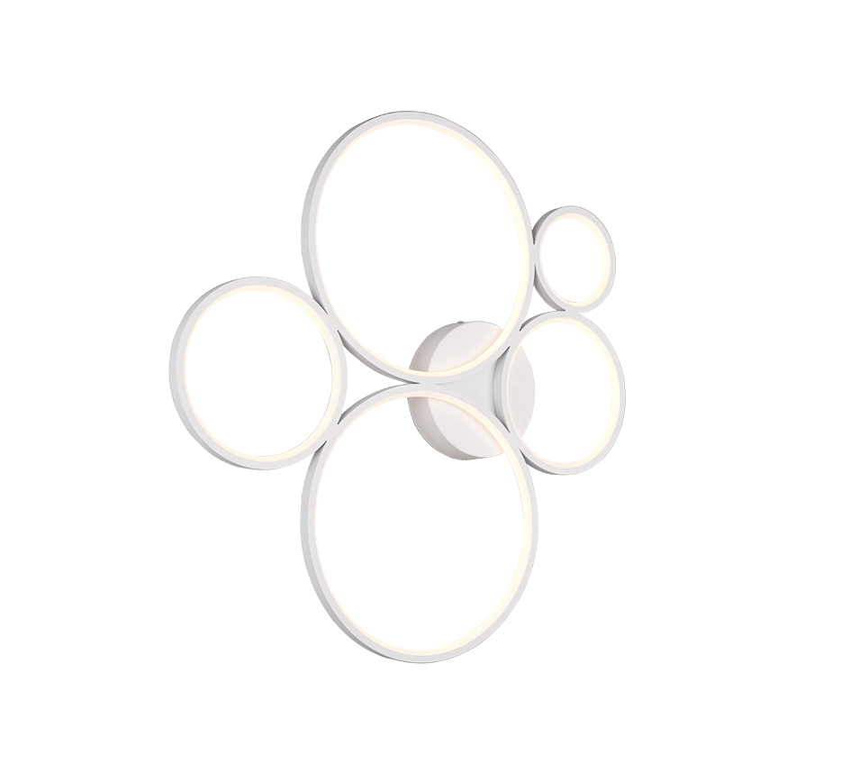 Plafoniera LED 5 cerchi, metallo, bianco opaco, L 59 cm, Rondo