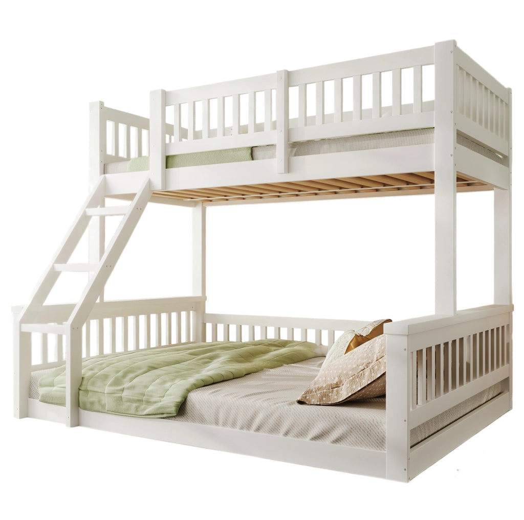 Letto a castello in pino bianco 90x200 + 140x200 cm