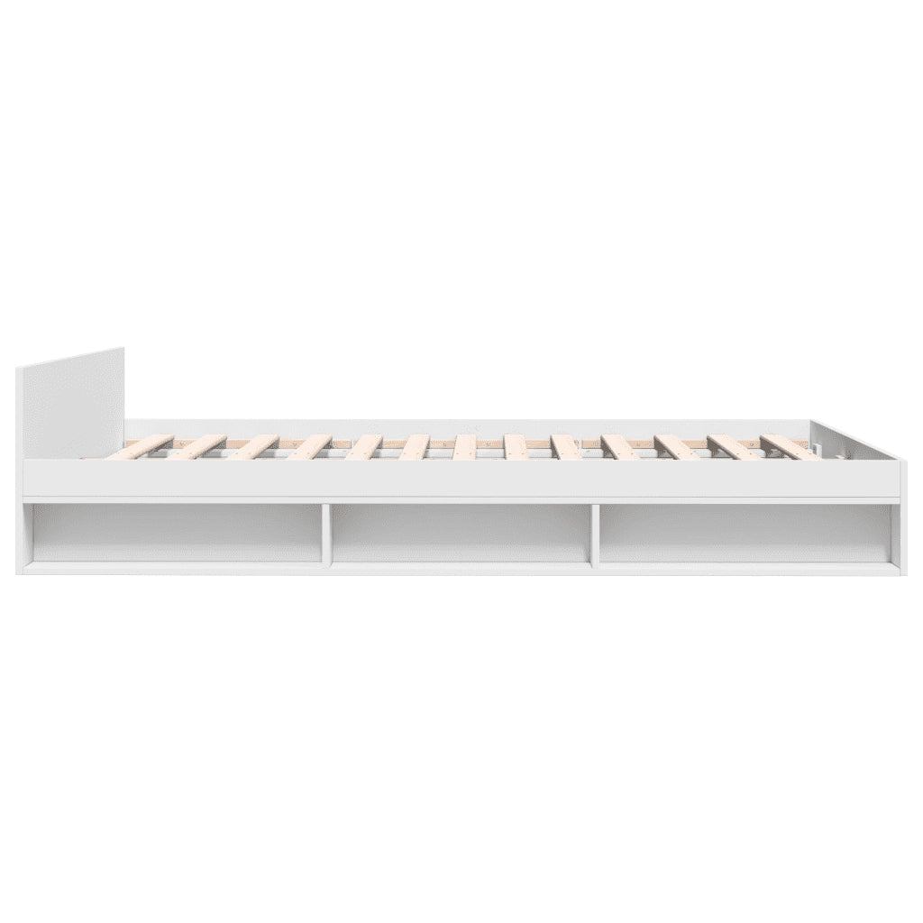 Letto matrimoniale | Letto per adulti | Giroletto con Cassetti Bianco 150x200 cm in Legno Multistrato