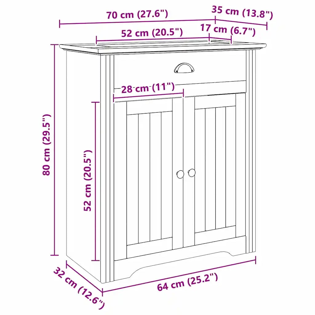 Mobile da Bagno con porta BODO Marrone miele 70 x 35 x 80 cm