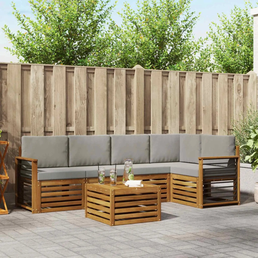 Set divano sezionale con cuscino 6 pcs Grigio Naturale e Chiaro 3374861