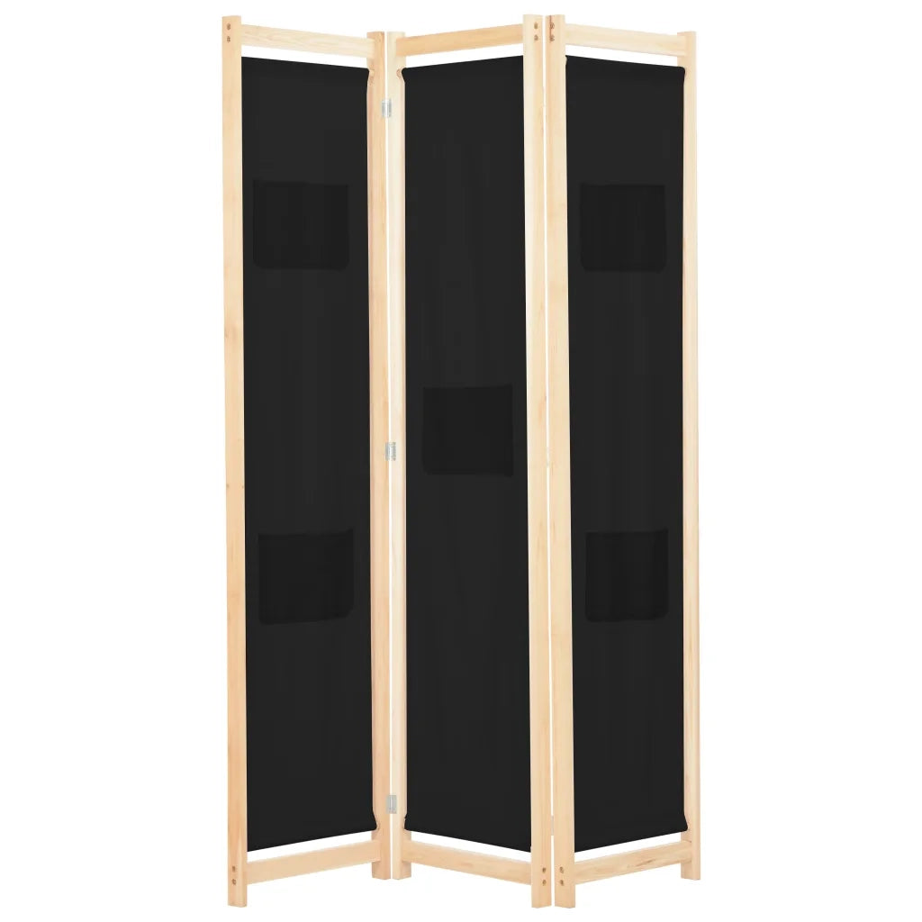 Divisorio a 3 Pannelli Nero 120x170x4 cm in Tessuto cod mxl 77234
