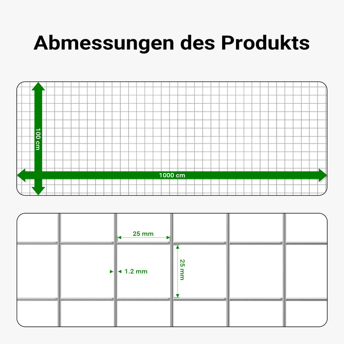 Rete metallica per voliera, recinzione Acciaio zincato Rotolo 1m x 10m Spessore 1,2mm Maglie 25x25mm