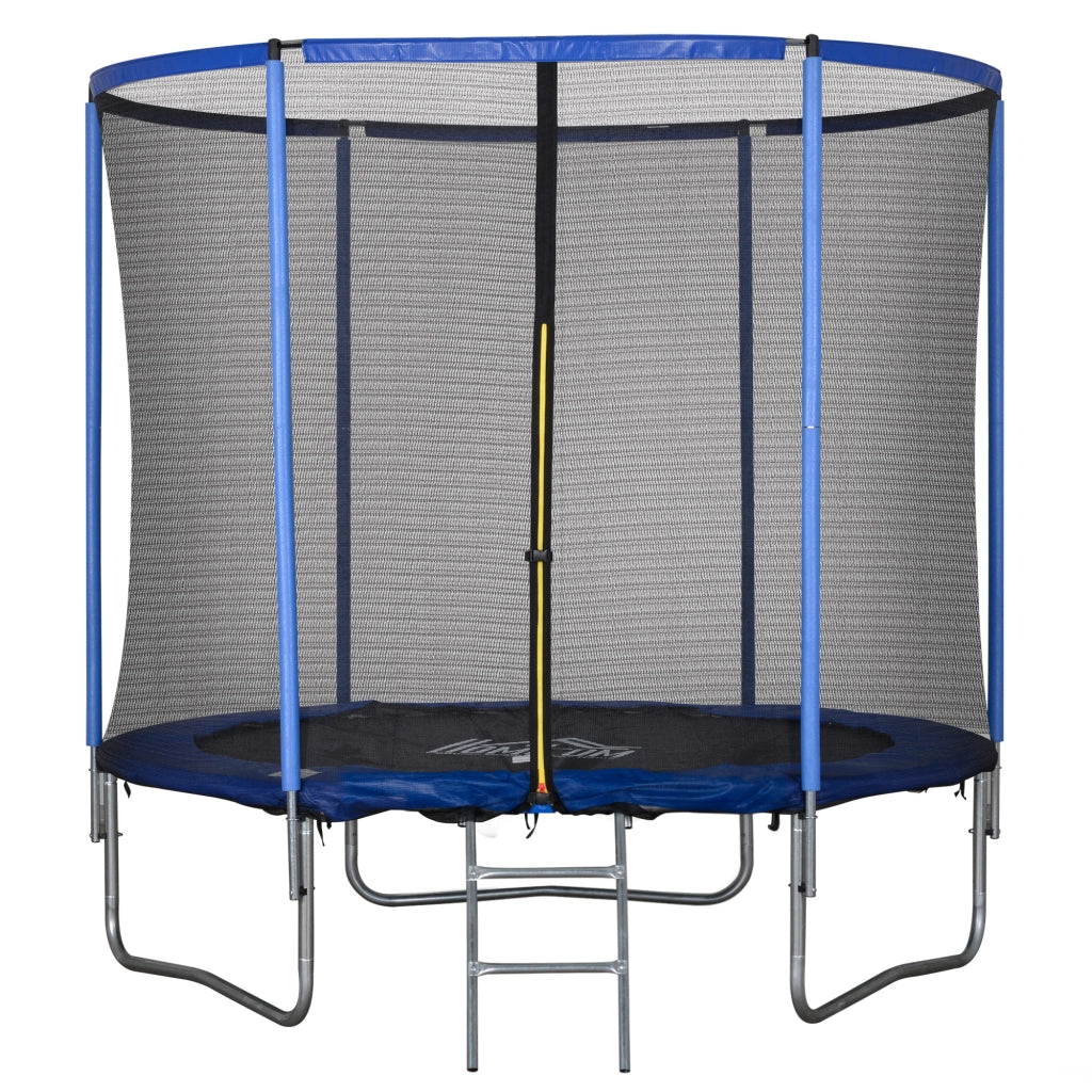 Trampolino Elastico da Esterno, Tappeto Elastico per Adulti da Giardino con Rete di Sicurezza e Bordo Imbottito, Giochi da Giardino e Casa, ?244x240cm, Blu e Nero