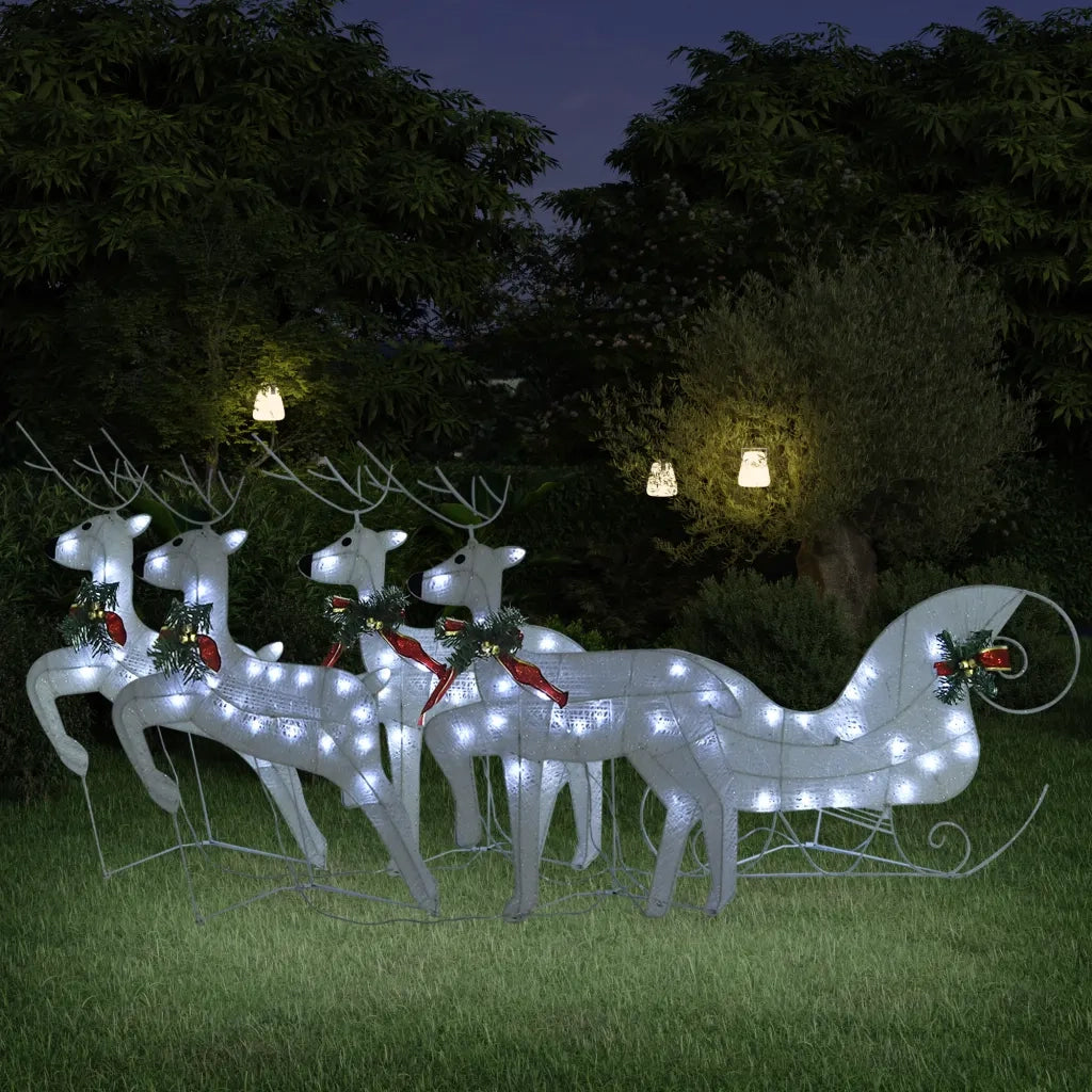Renne e Slitta di Natale Decorazione Esterni 100 LED Bianco CFW5977603