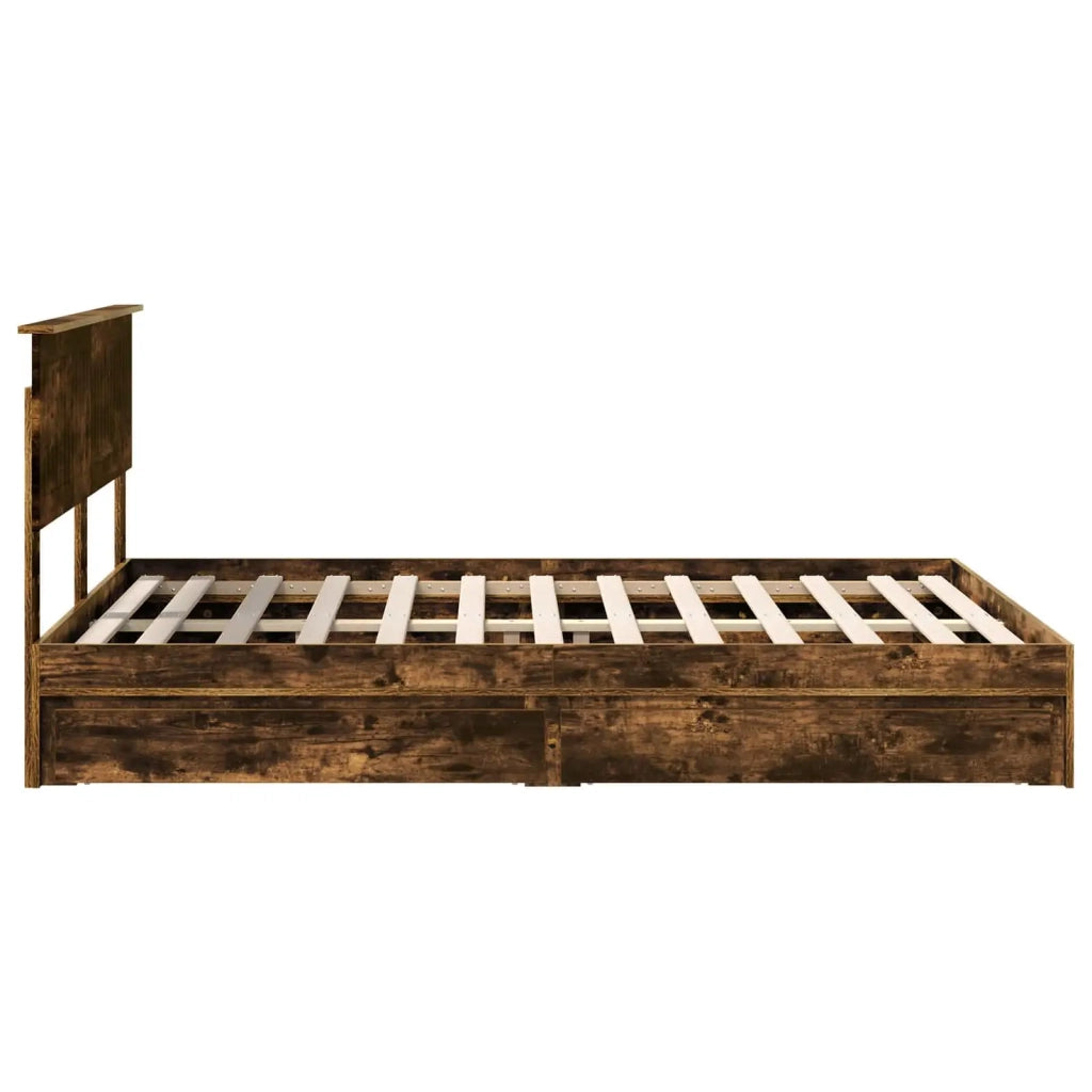 Letto con Contenitore con testiera Rovere fumé 135 x 190 cm 3410809