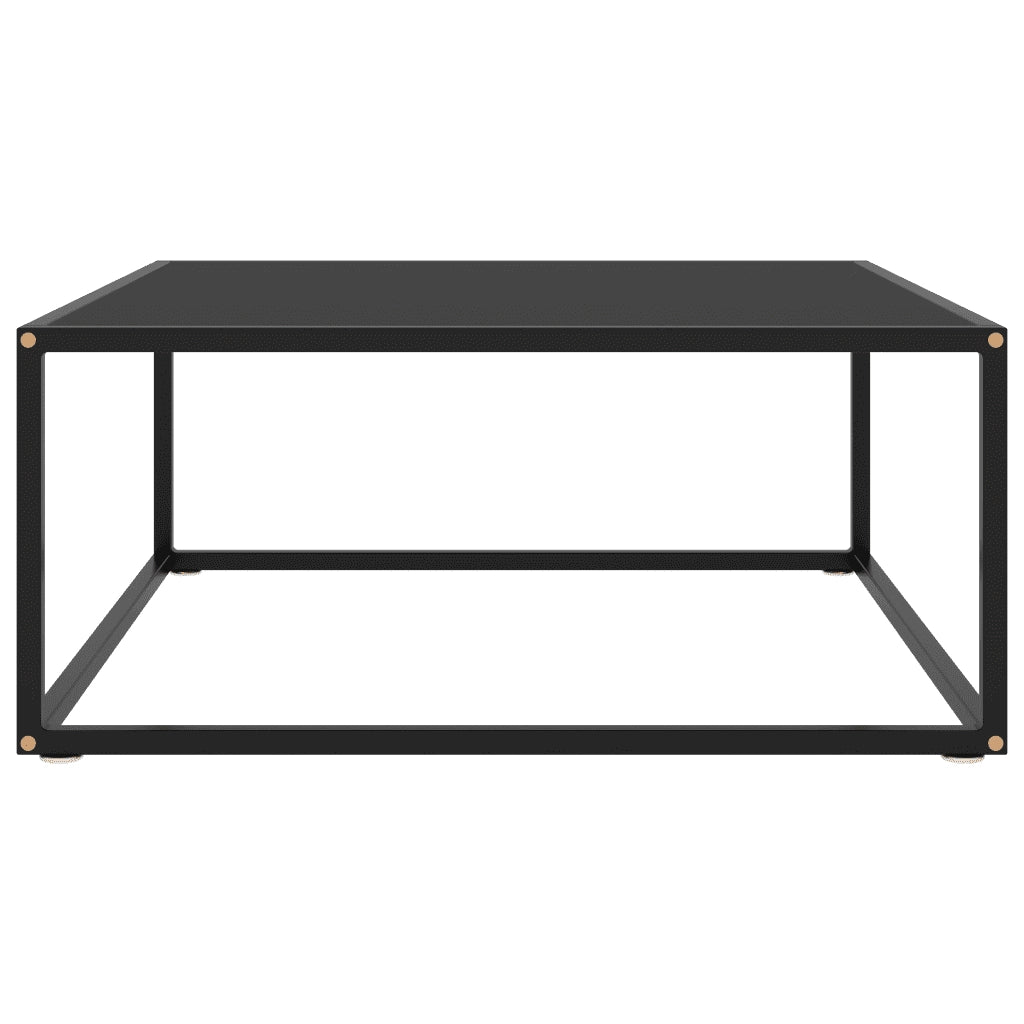 Tavolino da Salotto Nero con Vetro Nero 80x80x35 cm 322876