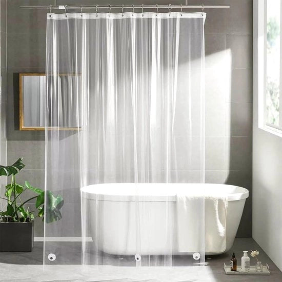 Douchegordijn trasparente 180x200 cm - Impermeabile con 12 anelli - Ideale per bagno e doccia con magneti alla base