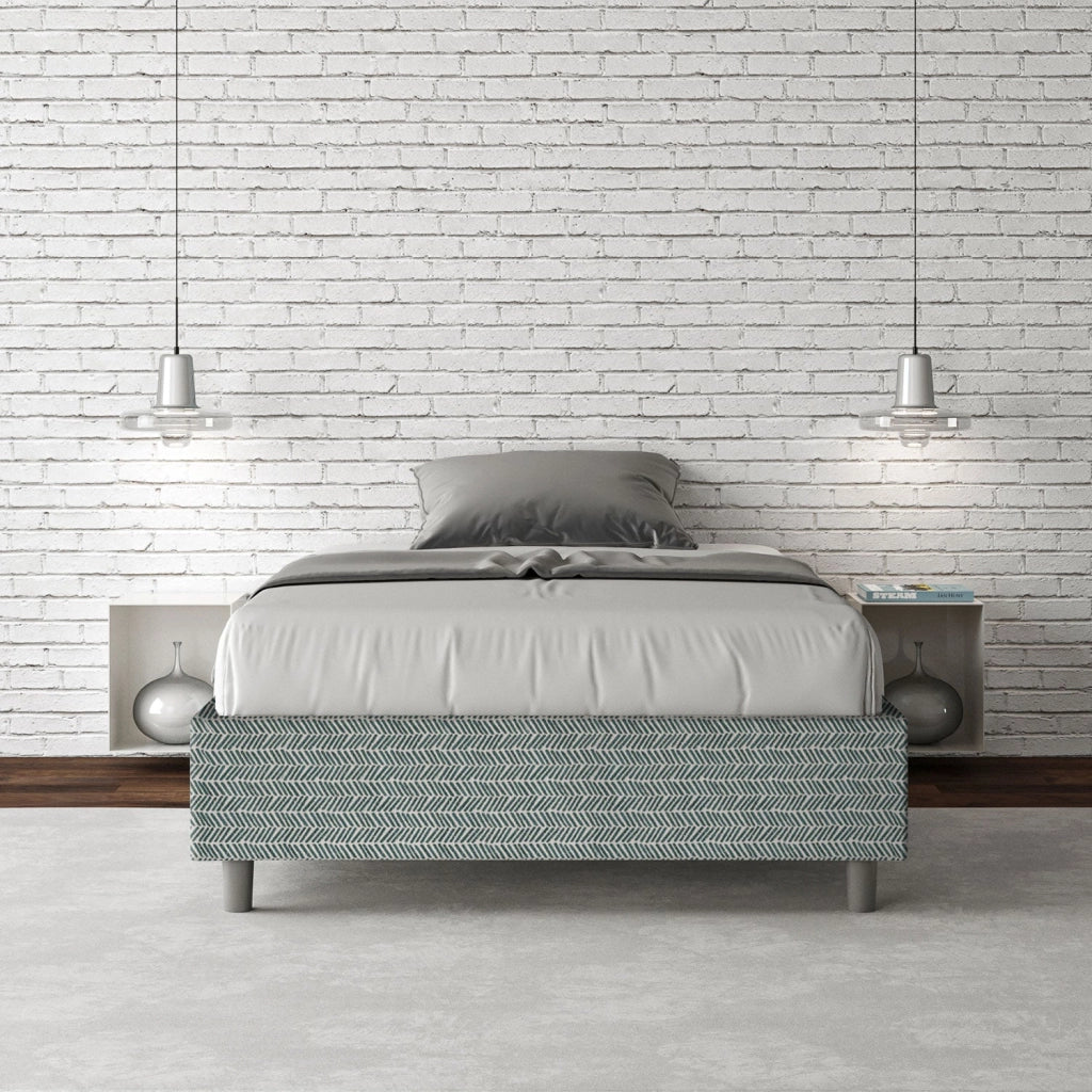 Letto 1 Piazza e Mezzo Sommier 120x200 cm con Rete Azelia Aragona 7 Azzurro