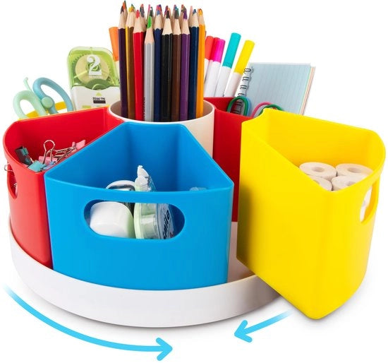 Organizzatore da Scrivania Rotante, 360 gradi pannelli per pennarelli rotanti con 6 compartimenti, Contenitore per Bambini per la Conservazione per Ufficio Casa Scuola