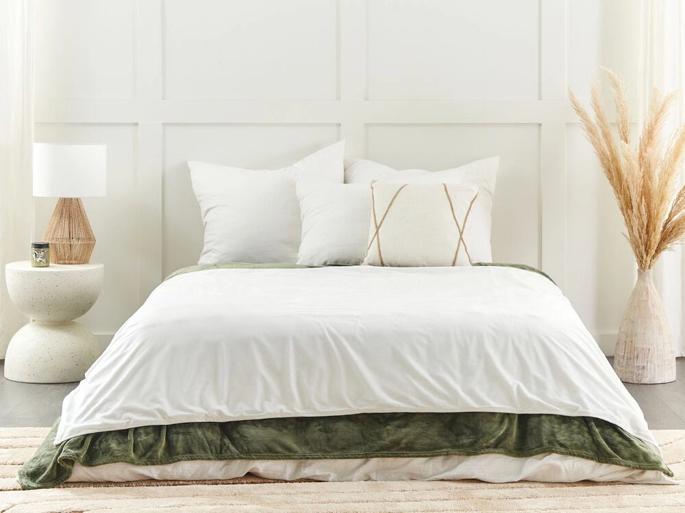 Copripiumino per coperta ponderata Bianco Tessuto poliestere 135 x 200 cm Motivo solido Design moderno Tessile camera da letto