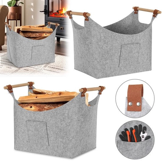 Mangialegna Portatile Opaca - 3 mm - Mangialegna per la Riscaldamento per la Cucina - Mangialegna per Legna per Spese, Legna, Giornale o Legna da Fuoco - Grigio chiaro