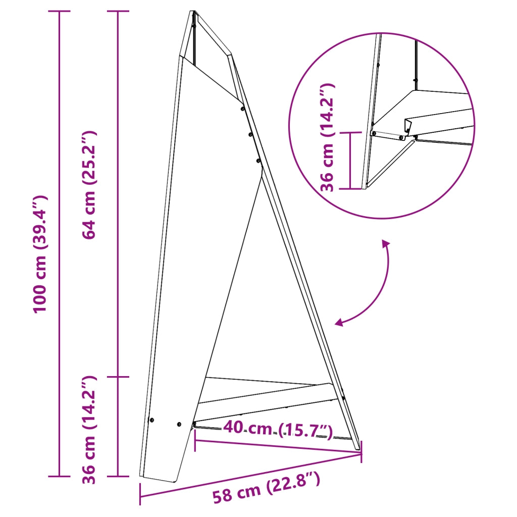 Focolare Piramidale 58x36x100 cm in Acciaio Resistente alle Intemperie