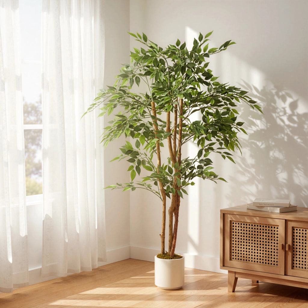 Pianta Artificiale Ficus 150 cm ¨C Xylo ¨C 1116 Foglie con Vaso Verde Decorativo per Interni