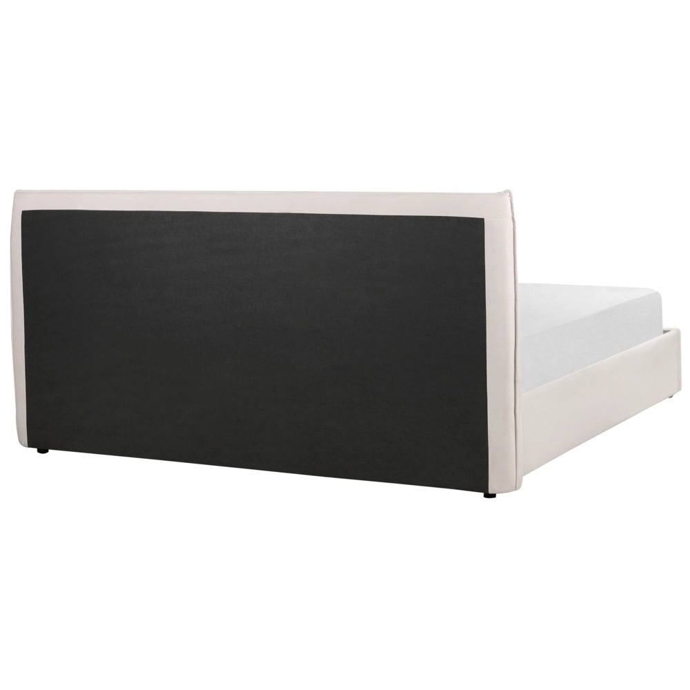 Letto con rivestimento in velluto bianco crema UE King Size 180x200cm Grande testata classica contenitore Doghe in legno