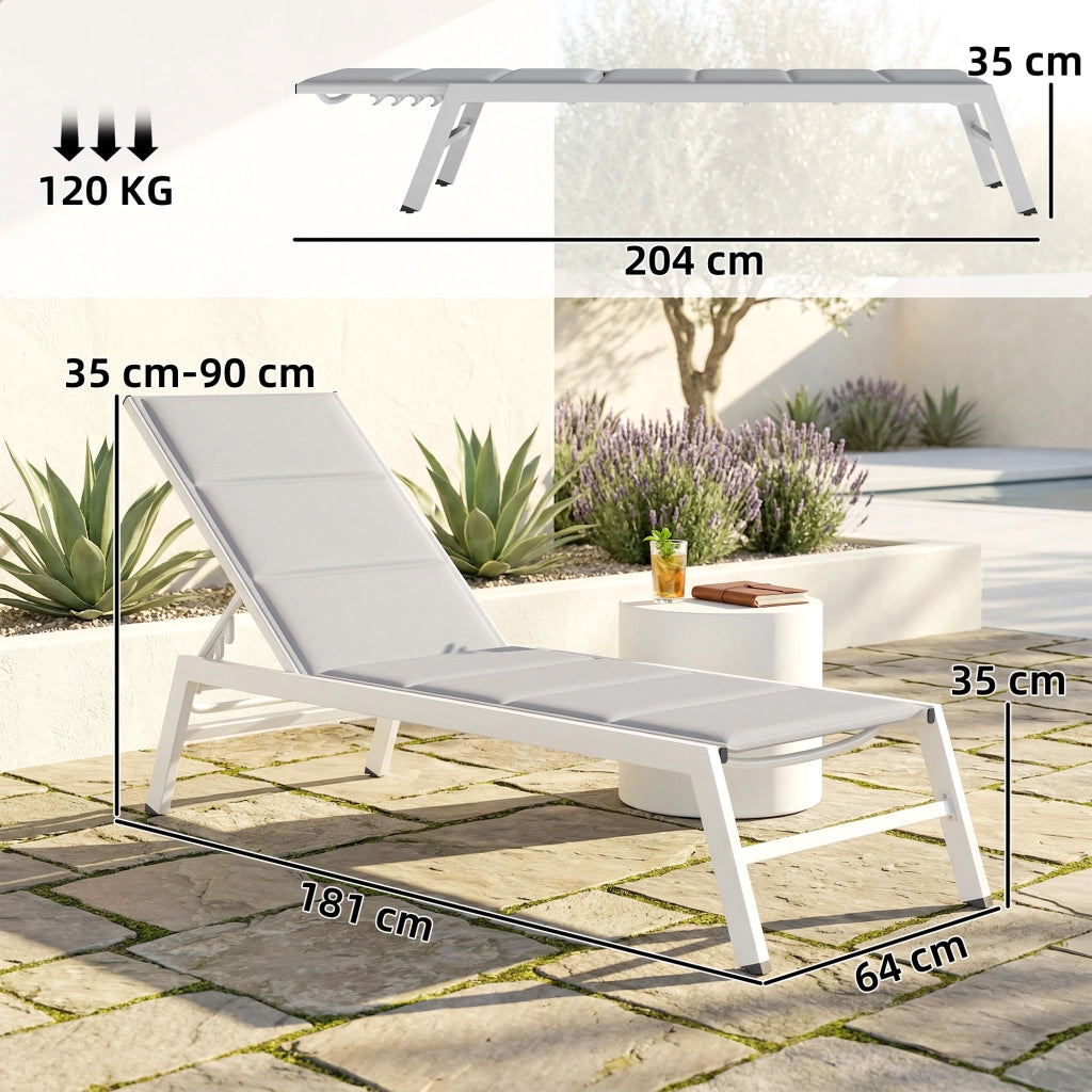 Lettino da giardino in alluminio ¨C zephmum ¨C grigio chiaro 64x181x90