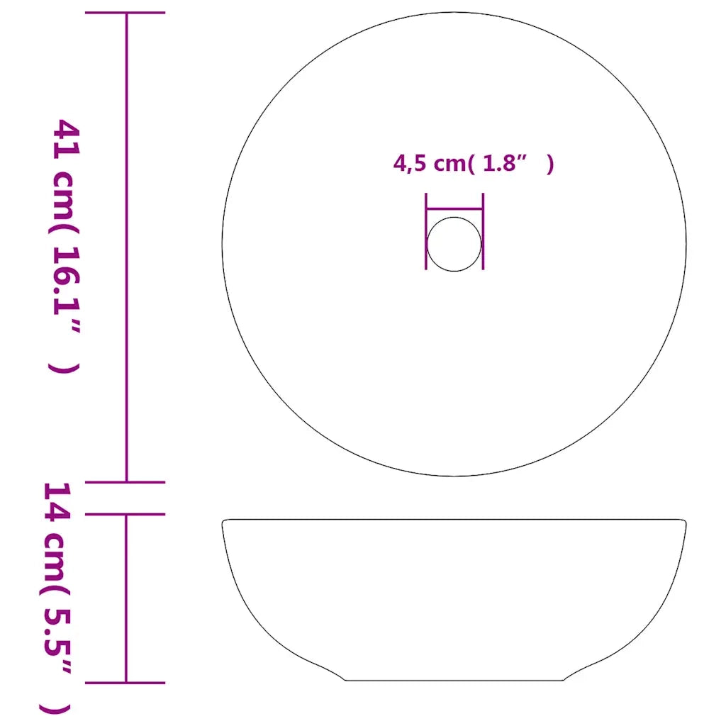 Lavabo da Appoggio Nero e Blu Rotondo ¦µ41x14 cm Ceramica CFW4373369