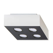 Plafoniera UNIKO 4 luci bianca/nera GU10 Pure Lume quadrata