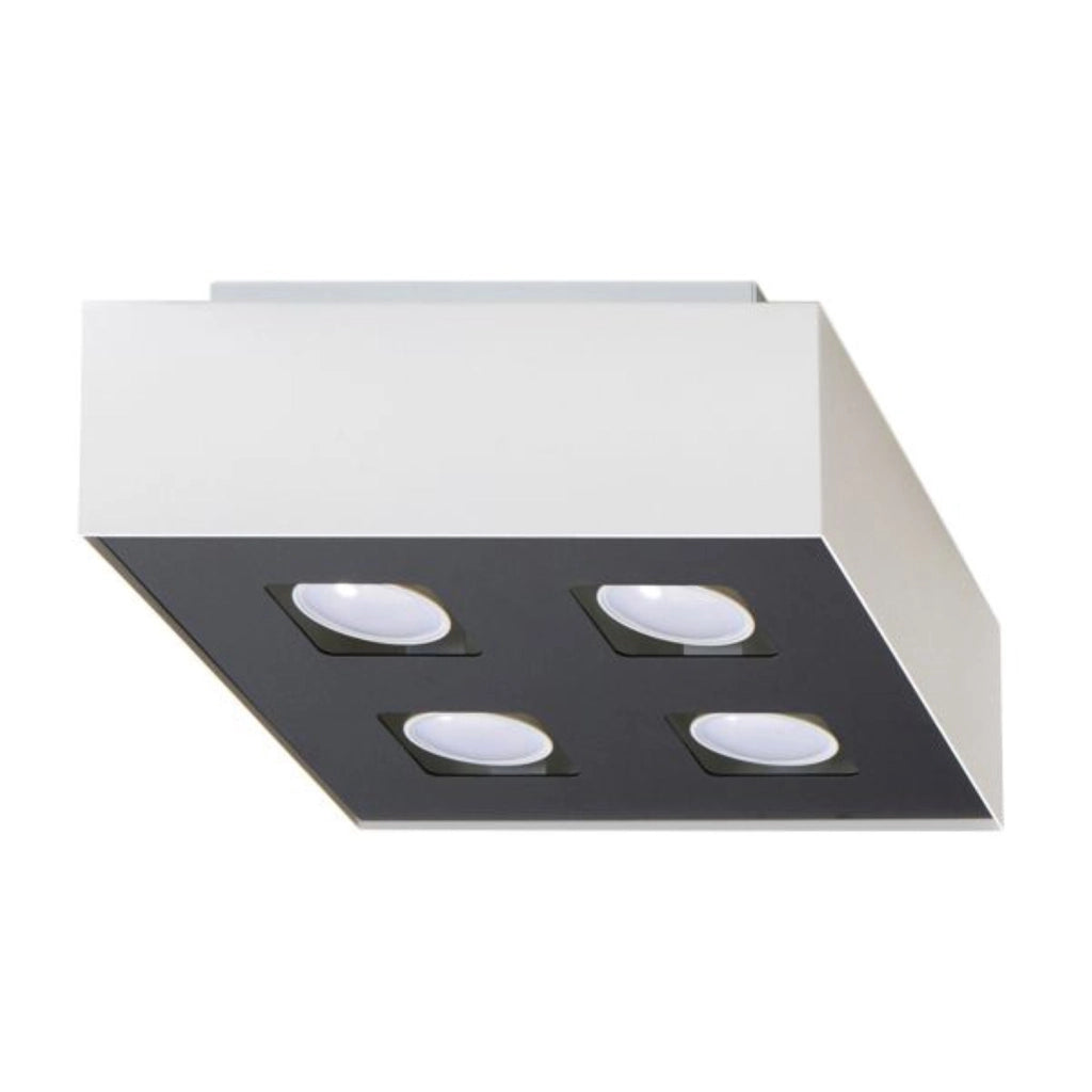 Plafoniera UNIKO 4 luci bianca/nera GU10 Pure Lume quadrata