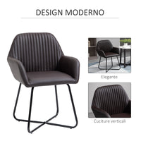 Set 2 Sedie Imbottite 60x56,5x85 cm in Similpelle Marrone