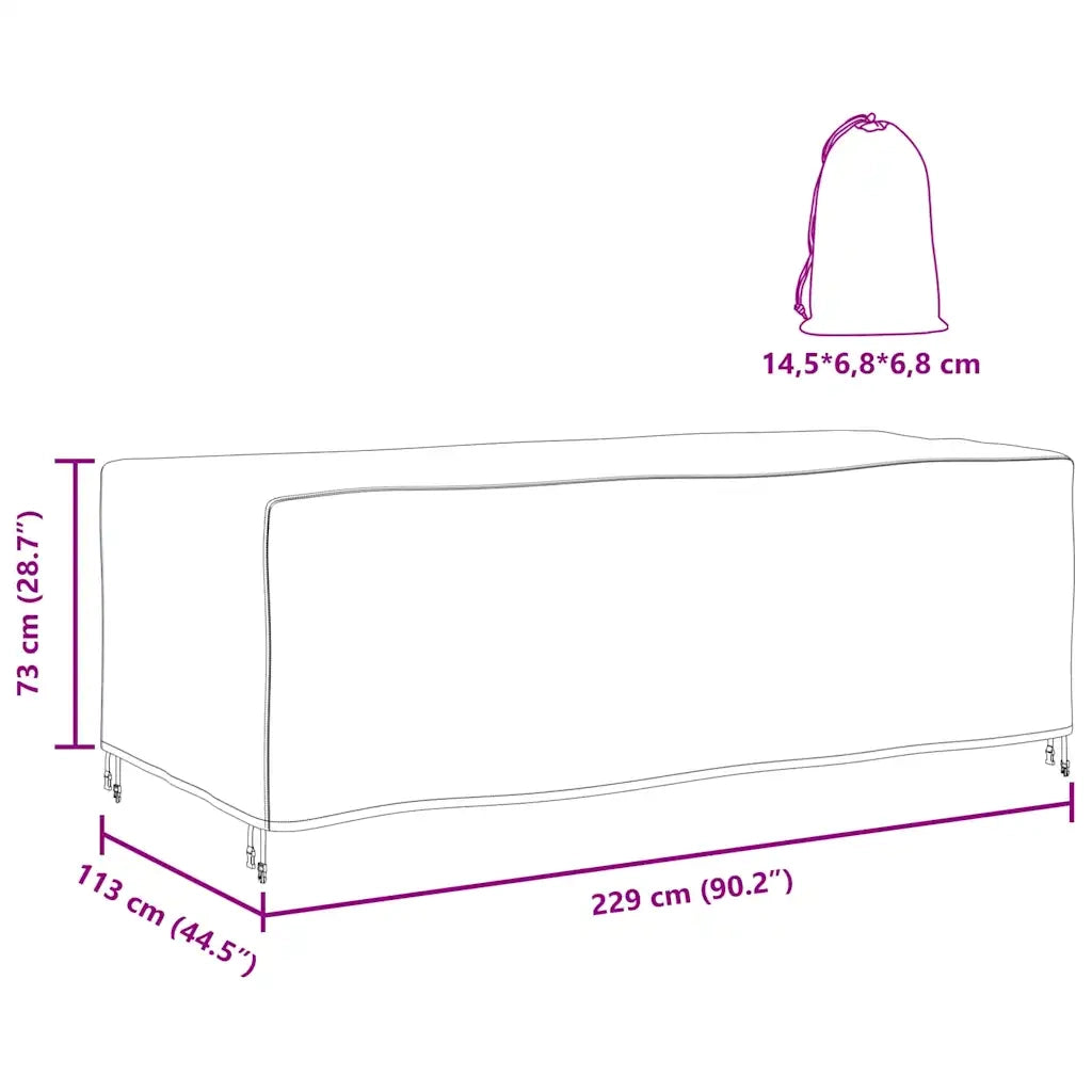 vidaXL Copertura per mobili da esterno Nero 229 x 113 x 73 cm 210D