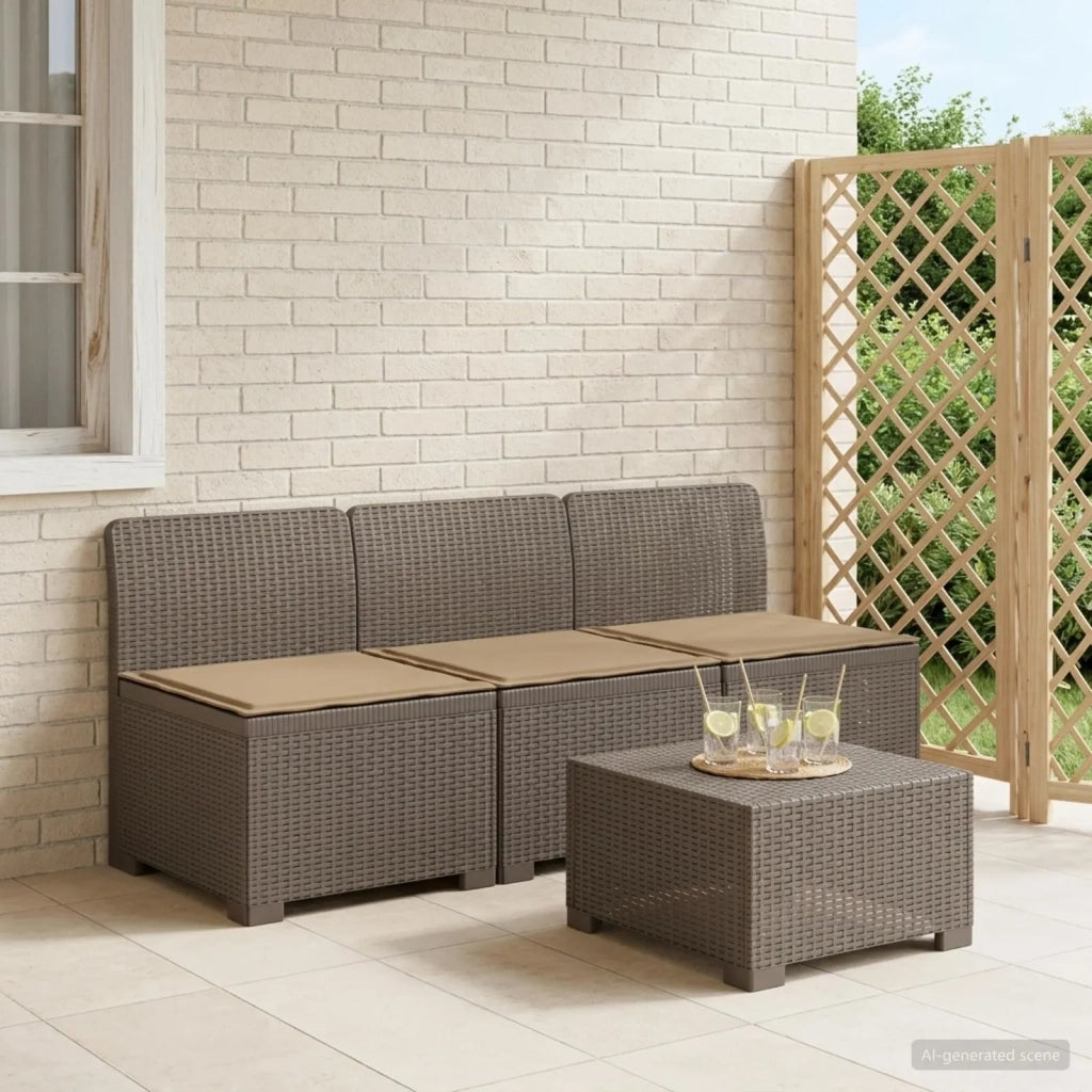 Divano da giardino 3 posti con cuscini in look rattan PP 8011974