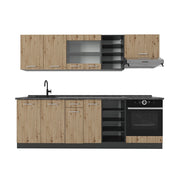 Cucina componibile R-Line Rovere artigianale/Antracite 240 cm, PL Antracite Vicco