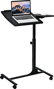 Tavolo per laptop, tavolo per laptop, tavolo di cura, tavolo rotante, tavolo da letto, tavolo da divano, su ruote, regolabile in altezza e inclinabile, 93 x 64 x 45 cm (nero)