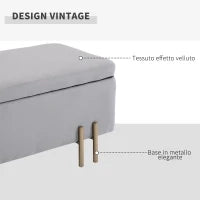 Panca Contenitore Imbottita per Soggiorno e Camera da Letto, 100 x 40 x 42 cm, Grigio
