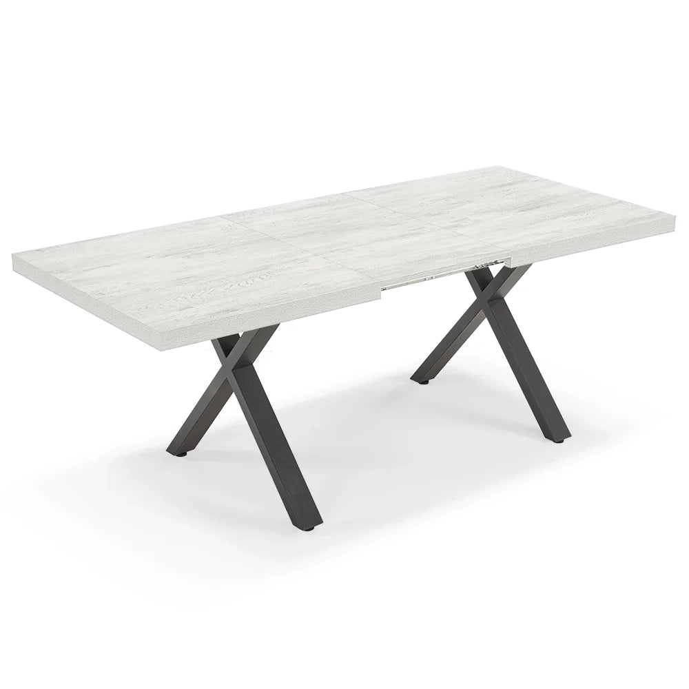 Tavolo allungabile da pranzo Quercia Bianco 145x85 MADE IN ITALY modello PABLO fino a 195 CM per sala da pranzo, cucina e soggiorno, design moderno con top in melaminico