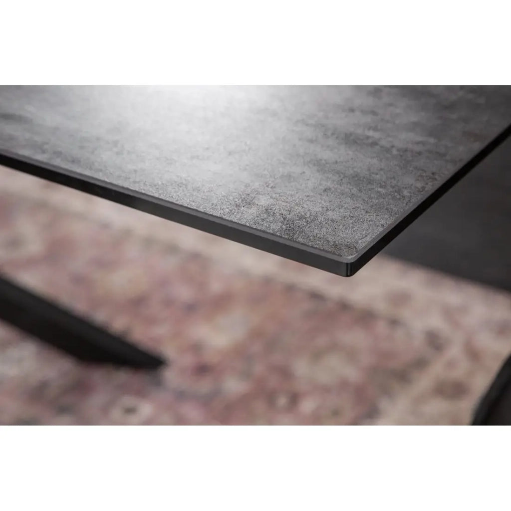 Tavolo da pranzo STELIX - Estensibile da 180 a 260 cm - Struttura in metallo e piano in vetro temperato e ceramica