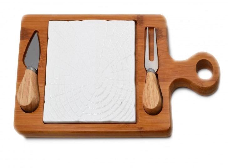 Piatto Tagliere Formaggio con Base in Legno 35 x 18 cm