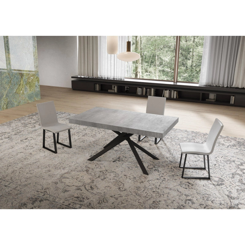 Tavolo allungabile 160/244x80 cm Niket telaio Antracite - Cemento