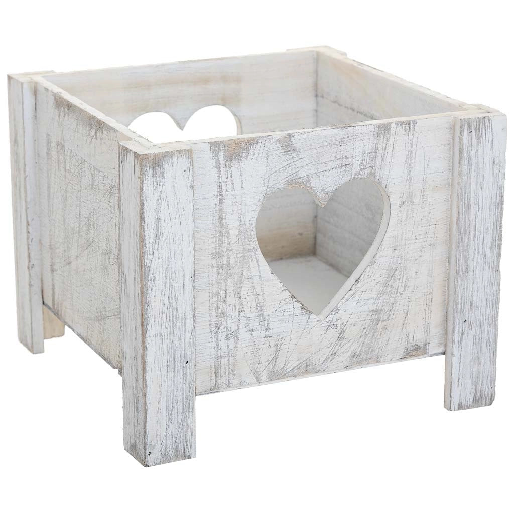 Set di 2 cestini in legno bianco