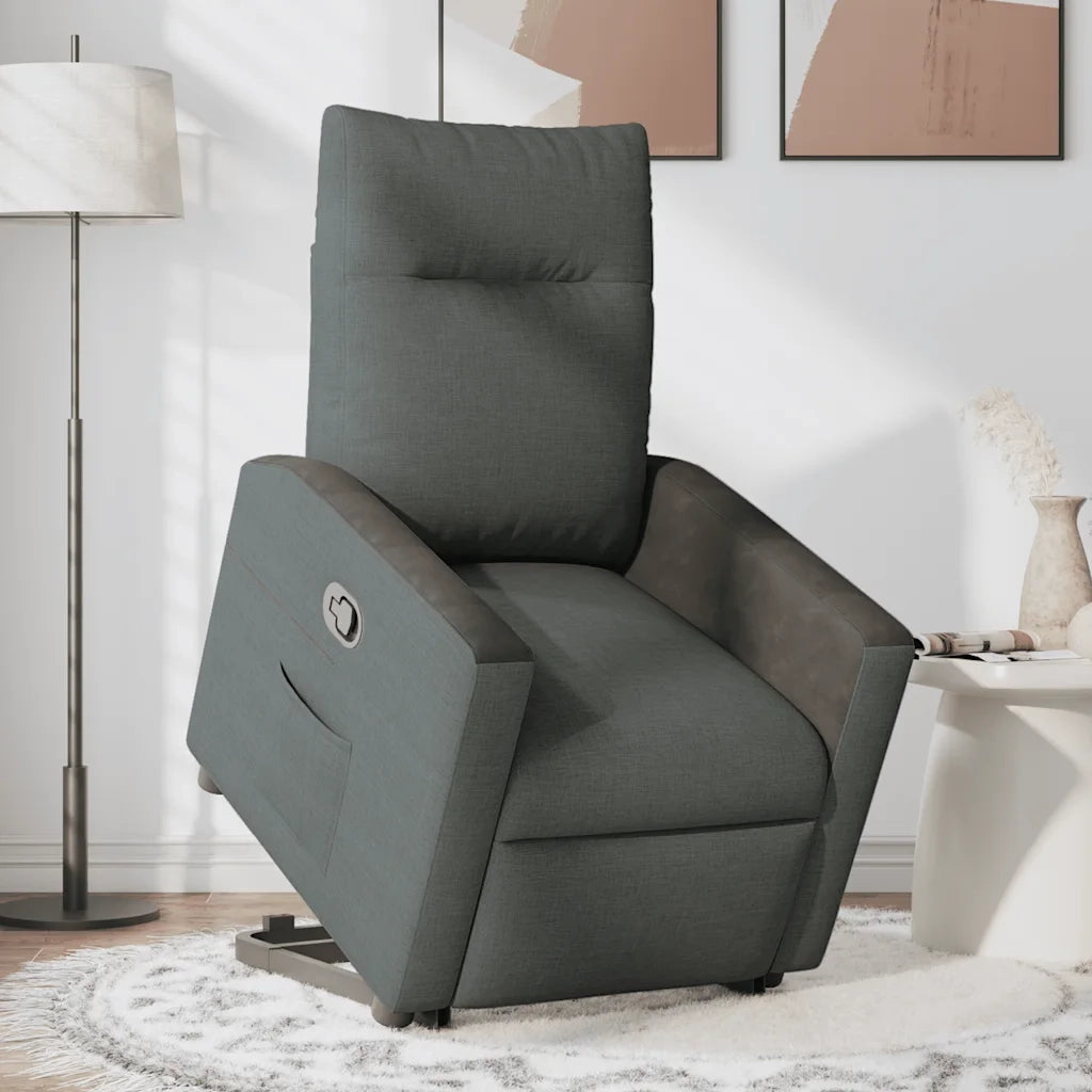 Poltrona | Sedia Relax Alzapersona Reclinabile Grigio Scuro in Tessuto