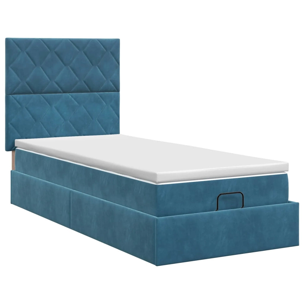 Letto ottomano con materasso Blu Scuro 80 x 200 cm Velluto 3457759