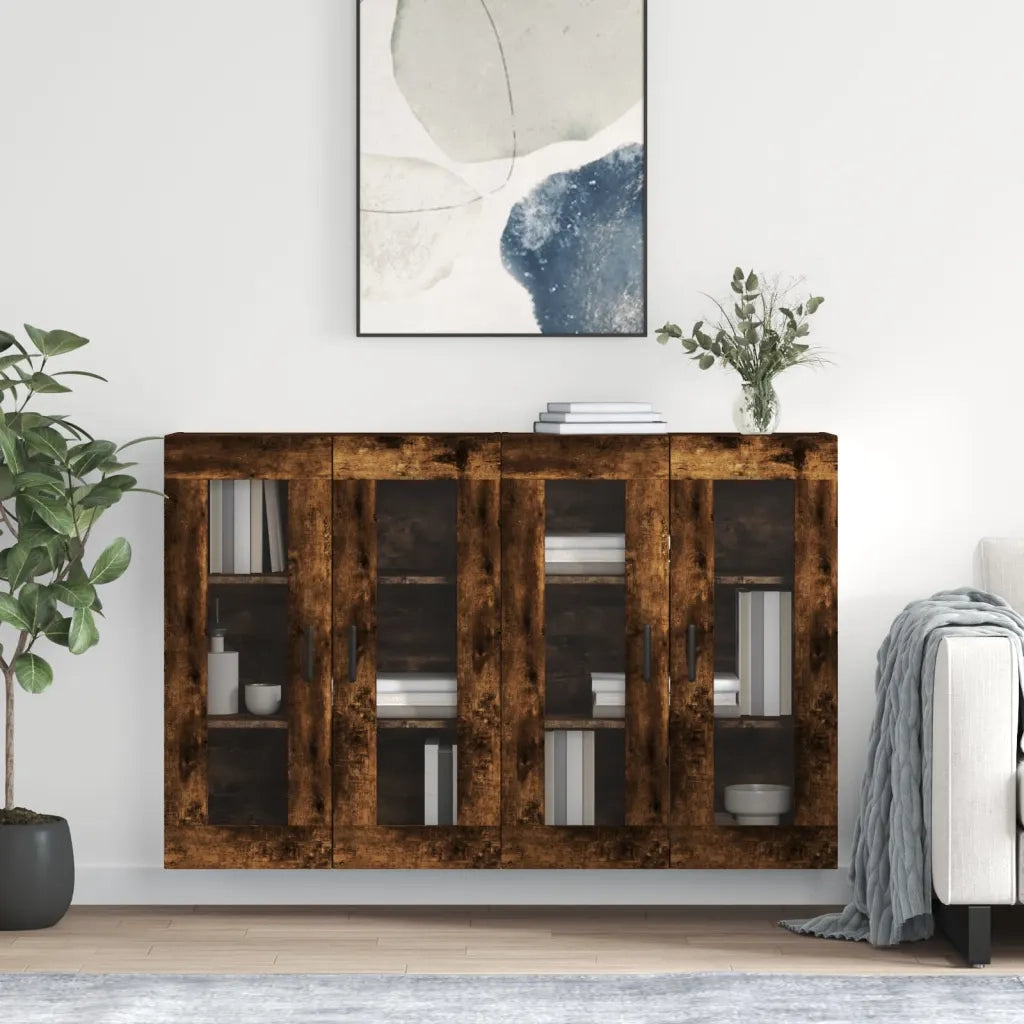 Armadietti a Parete 2 pz Rovere Fumo in Legno Multistrato CFW1550823