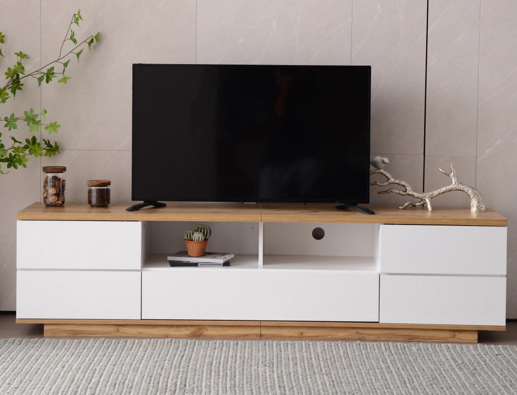 Mobile TV moderno effetto legno bianco 180 cm