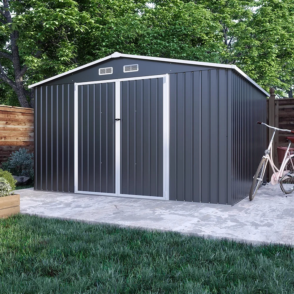 Casetta da giardino in acciaio zincato nero 3,21x2,77xh2,17 m - 129kg - 8,9 metri quadri
