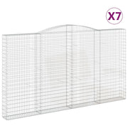 Cestini gabbioni recinzione a gabbia muro di contenimento ad arco 7 pezzi 400 x 30 x 220/240 cm ferro zincato argento 02_0041126